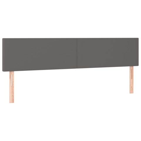 Łóżko kontynentalne z materacem i LED, szara ekoskóra 160x200cm