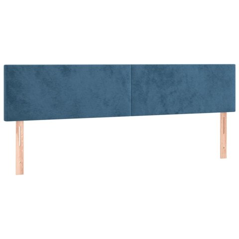Łóżko kontynentalne, materac i LED, niebieski aksamit 180x200cm