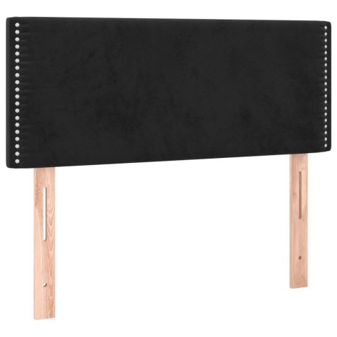 Łóżko kontynentalne z materacem i LED, czarny aksamit 100x200cm