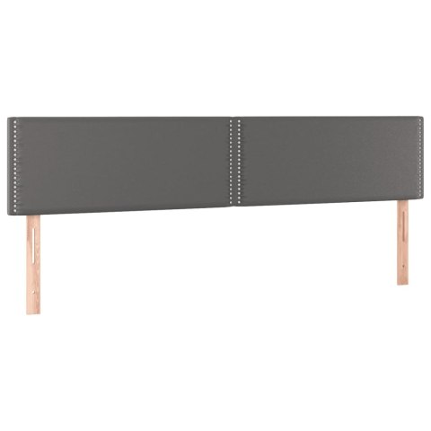 Łóżko kontynentalne z materacem i LED, szara ekoskóra 200x200cm