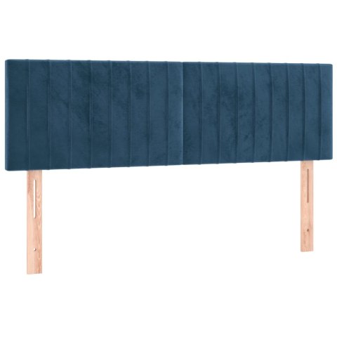 Łóżko kontynentalne, materac i LED, niebieski aksamit 140x200cm