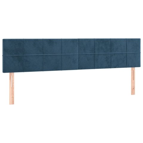 Łóżko kontynentalne, materac i LED, niebieski aksamit 180x200cm