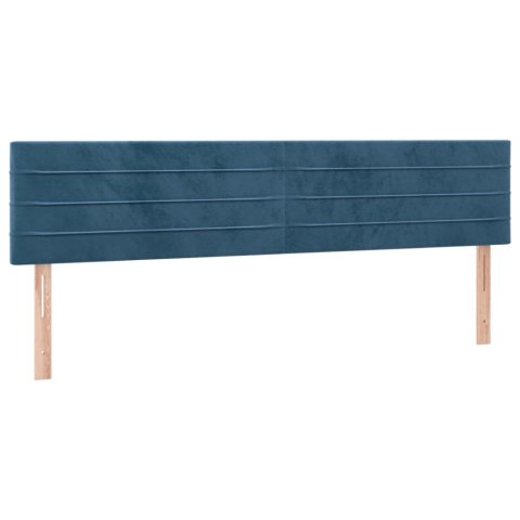 Łóżko kontynentalne, materac i LED, niebieski aksamit 200x200cm