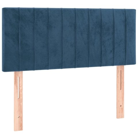 Łóżko kontynentalne, materac i LED, niebieski aksamit 80x200 cm