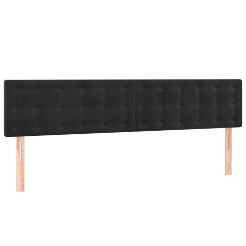 Łóżko kontynentalne z materacem i LED, czarny aksamit 160x200cm