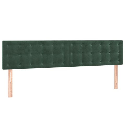 Łóżko kontynentalne z materacem i LED zielony aksamit 180x200cm