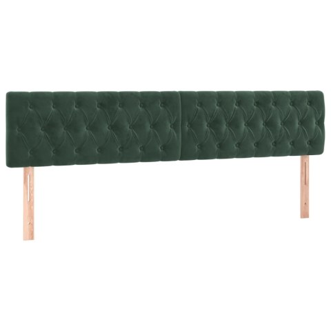 Łóżko kontynentalne z materacem i LED zielony aksamit 200x200cm