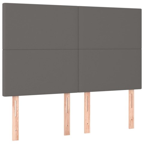 Łóżko kontynentalne z materacem i LED, szara ekoskóra 140x200cm