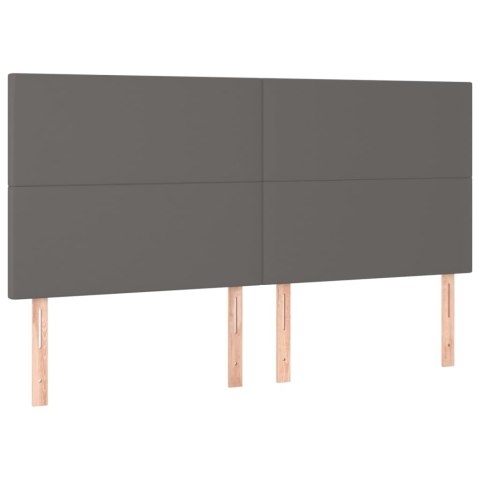 Łóżko kontynentalne z materacem i LED, szara ekoskóra 180x200cm