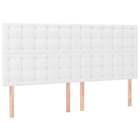 Łóżko kontynentalne z materacem i LED, biała ekoskóra 200x200cm