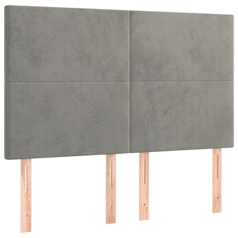 Łóżko kontynentalne z materacem i LED, szare 140x200cm, aksamit