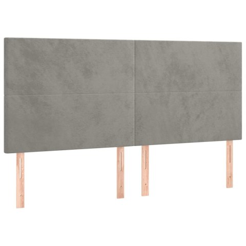 Łóżko kontynentalne z materacem i LED, szare 200x200cm, aksamit