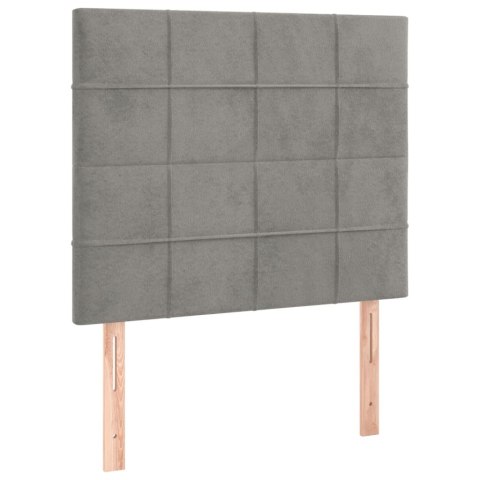 Łóżko kontynentalne z materacem i LED, szare 80x200 cm, aksamit