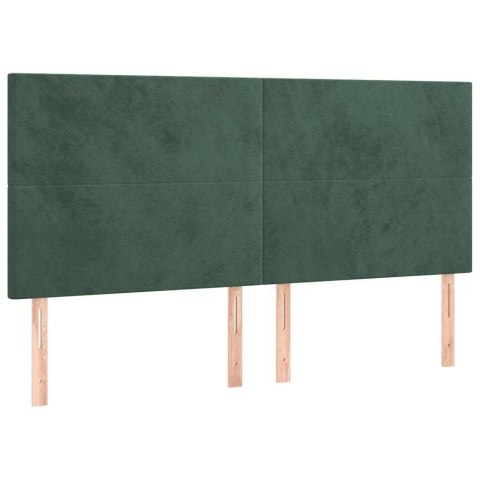 Łóżko kontynentalne z materacem i LED zielony aksamit 180x200cm