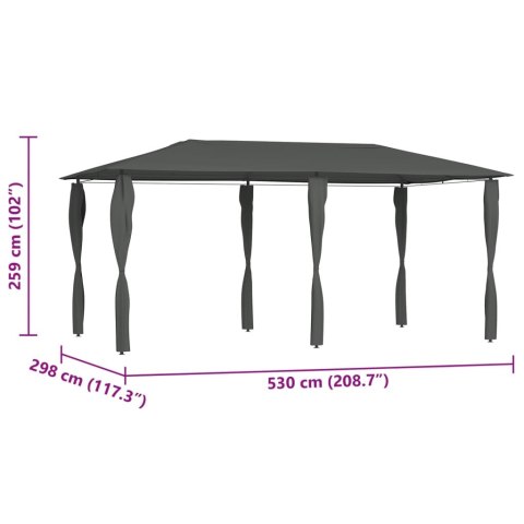 Altana z pokryciem słupków 2,98x5,3x2,59 m, antracyt, 160 g/m²