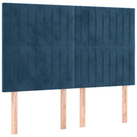 Łóżko kontynentalne, materac i LED, niebieski aksamit 140x190cm