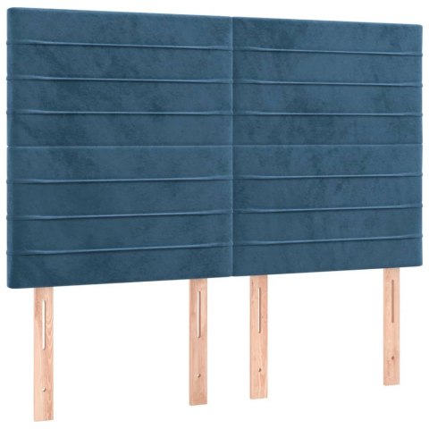 Łóżko kontynentalne, materac i LED, niebieski aksamit 140x200cm