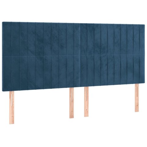 Łóżko kontynentalne, materac i LED, niebieski aksamit 160x200cm