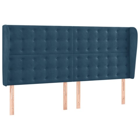 Łóżko kontynentalne, materac i LED, niebieski aksamit 200x200cm