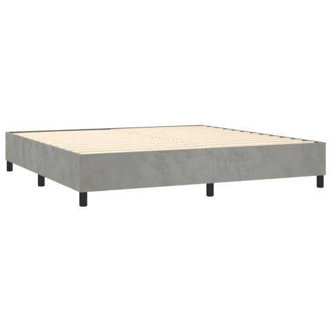 Łóżko kontynentalne z materacem i LED, szare 200x200cm, aksamit