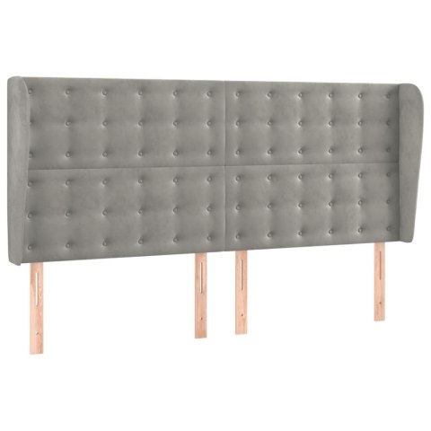 Łóżko kontynentalne z materacem i LED, szare 200x200cm, aksamit