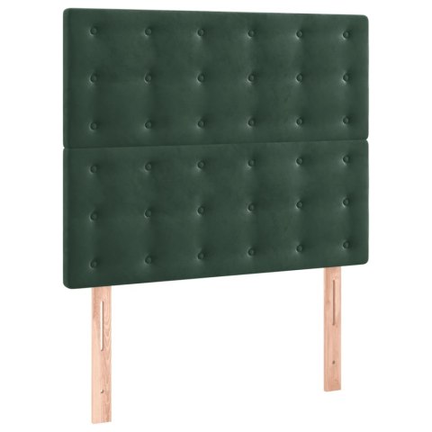 Łóżko kontynentalne z materacem i LED zielony aksamit 100x200cm