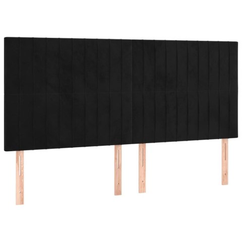 Łóżko kontynentalne z materacem, czarne, 180x200 cm, aksamit