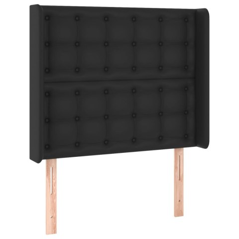 Łóżko kontynentalne z materacem i LED czarna ekoskóra 100x200cm