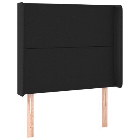Łóżko kontynentalne z materacem i LED czarna ekoskóra 90x190 cm