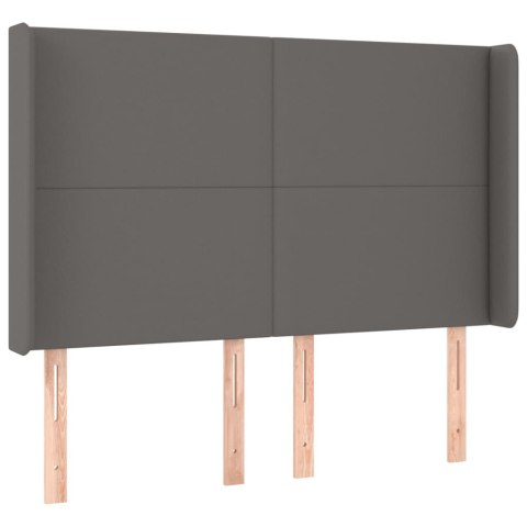Łóżko kontynentalne z materacem i LED, szara ekoskóra 140x190cm
