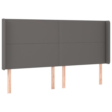 Łóżko kontynentalne z materacem i LED, szara ekoskóra 180x200cm