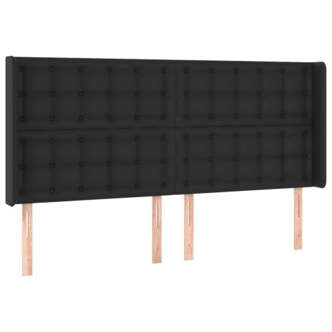Łóżko kontynentalne z materacem i LED czarna ekoskóra 200x200cm