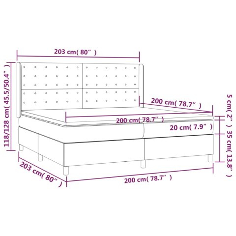 Łóżko kontynentalne z materacem i LED czarna ekoskóra 200x200cm