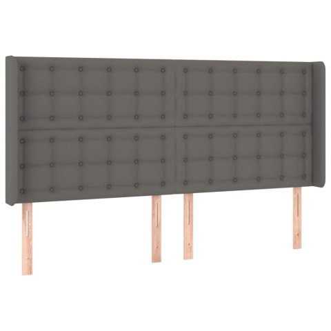 Łóżko kontynentalne z materacem i LED, szara ekoskóra 180x200cm