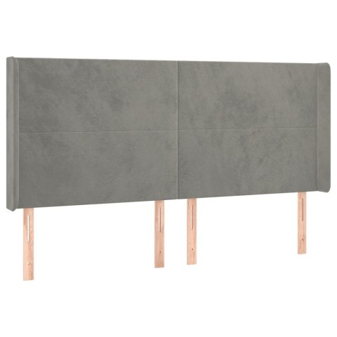 Łóżko kontynentalne z materacem i LED, szare 180x200cm, aksamit