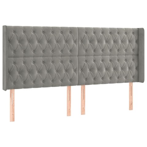 Łóżko kontynentalne z materacem i LED, szare 200x200cm, aksamit