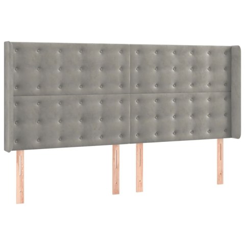 Łóżko kontynentalne z materacem i LED, szare 200x200cm, aksamit