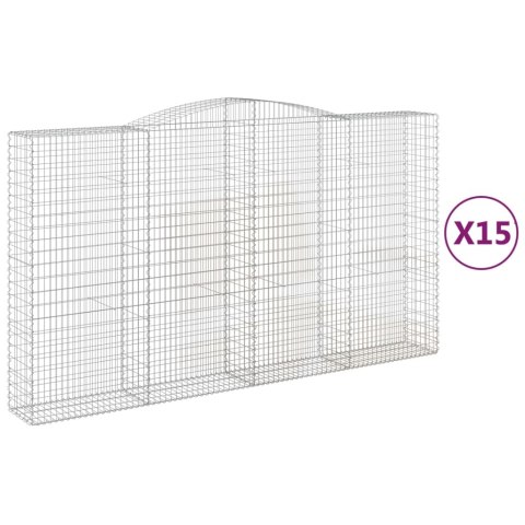 Kosze gabionowe, 15 szt, 400x50x220/240cm, galwanizowane żelazo
