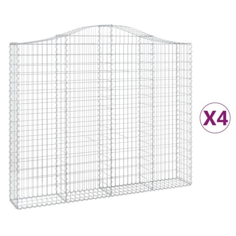 Kosze gabionowe, 4 szt, 200x30x160/180 cm, galwanizowane żelazo