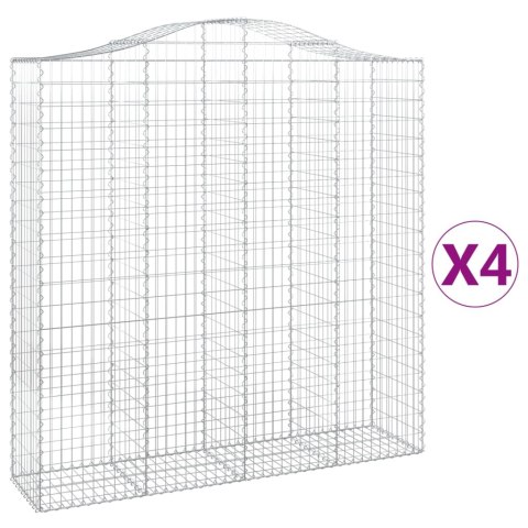 Kosze gabionowe, 4 szt, 200x50x200/220 cm, galwanizowane żelazo