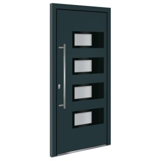 Drzwi wejściowe, antracytowe, 100x210 cm, aluminium i PVC