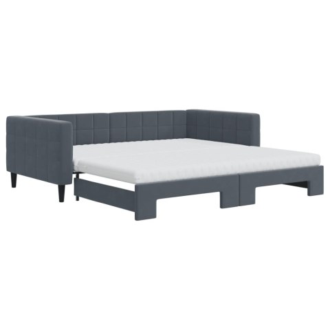 Sofa rozsuwana z materacami, ciemnoszara, 100x200 cm, aksamit
