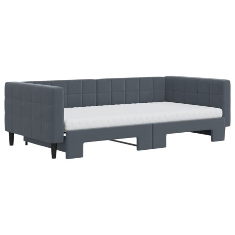 Sofa rozsuwana z materacami, ciemnoszara, 100x200 cm, aksamit