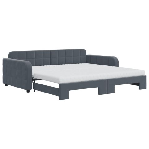 Sofa rozsuwana z materacami, ciemnoszara, 100x200 cm, aksamit