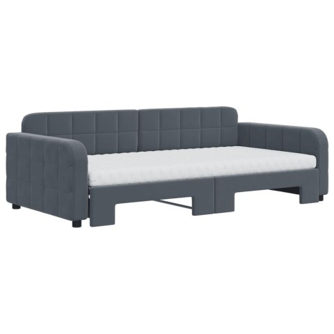Sofa rozsuwana z materacami, ciemnoszara, 100x200 cm, aksamit