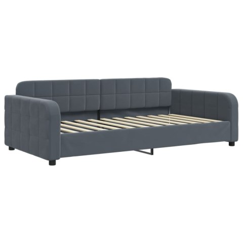 Sofa rozsuwana z materacami, ciemnoszara, 100x200 cm, aksamit