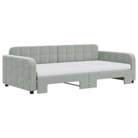Sofa rozsuwana z materacami, jasnoszara, 100x200 cm, aksamit
