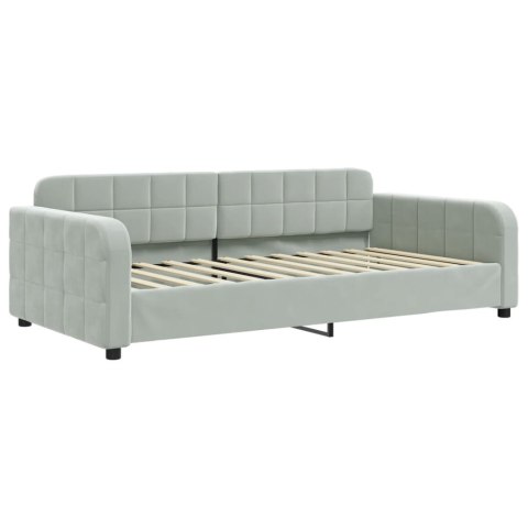 Sofa rozsuwana z materacami, jasnoszara, 100x200 cm, aksamit