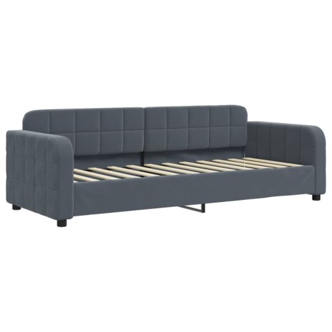 Sofa rozsuwana z szufladami, ciemnoszara, 80x200 cm, aksamit