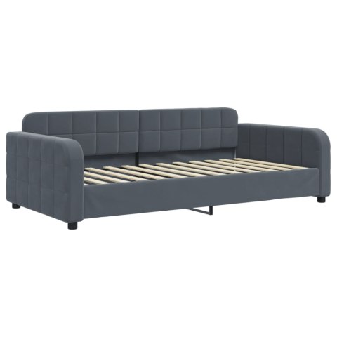 Sofa rozsuwana z szufladami, ciemnoszara, 90x200 cm, aksamit
